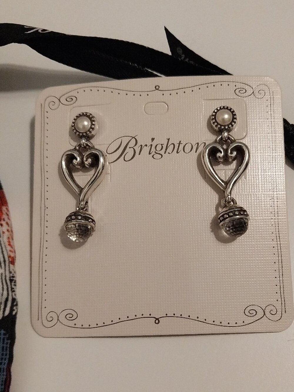 💗Brighton Earrings "Alcazor" Drop Post Pearl Crystal NWT Gorgeous Dust Bag💗